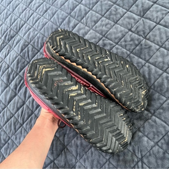 Sorel Boots Women 7 Shoes Out N About Rain Duck Red Ankle Lace Up - Picture 5 of 14